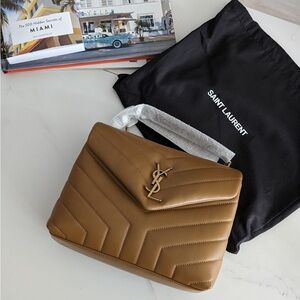 Saint Laurent
Small Loulou Chain Leather
Shoulder Bag; color: Natural Tan